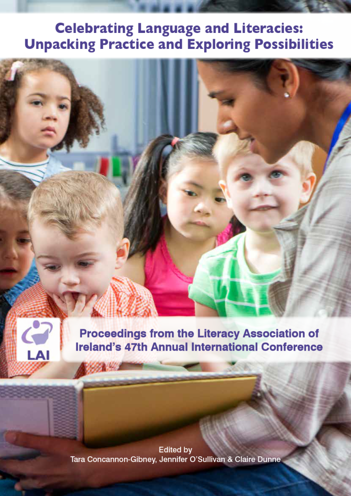 Cover design for “Celebrating Language and Literacies,” conference proceedings for the Literacy Association of Ireland’s 47th Annual International Conference.